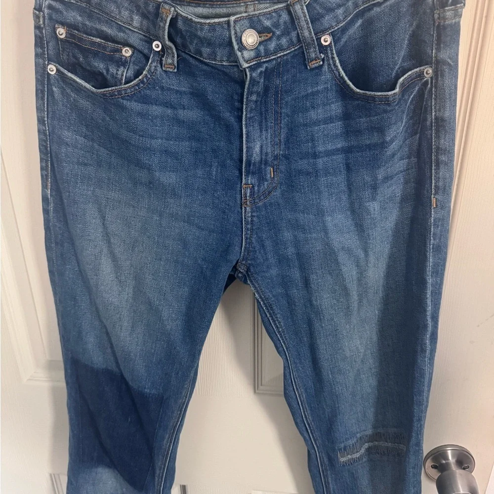 Derek Lam 10 Crosby -Sz 29 BLUE GIA MID-RISE CROPPED FLARE DENIM JEANS PATCHWORK